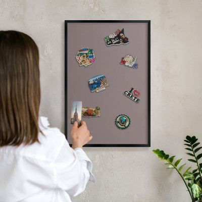 Tableau magnétique encadré de couleur noire Brun cendré