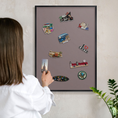 Tableau magnétique encadré de couleur noire Brun cendré