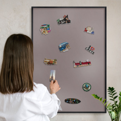 Tableau magnétique encadré de couleur noire Brun cendré