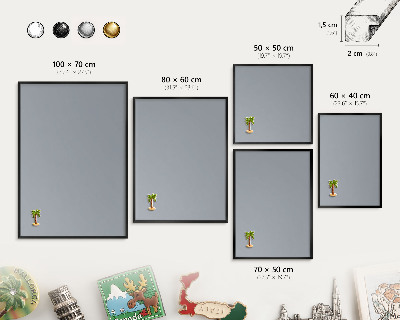 Tableau magnétique encadré de couleur noire Gris délicat