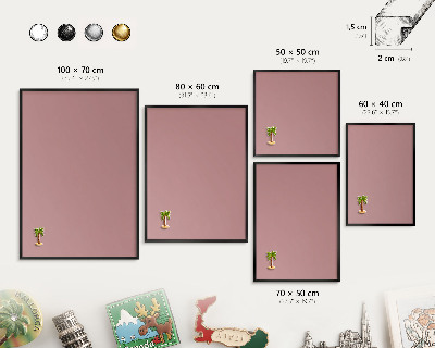 Tableau magnétique encadré de couleur noire Rose pastel poudré