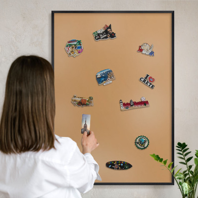 Tableau magnétique encadré de couleur noire Orange terne