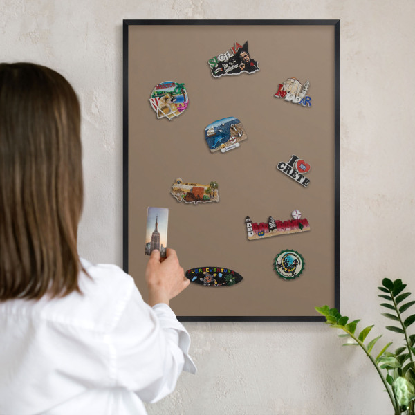 Tableau magnétique encadré de couleur noire Brun neutre