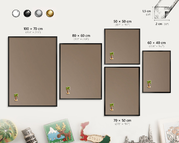 Tableau magnétique encadré de couleur noire Brun neutre