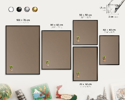 Tableau magnétique encadré de couleur noire Brun neutre