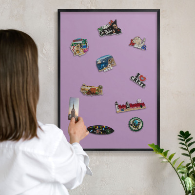 Tableau magnétique encadré de couleur noire Violet clair