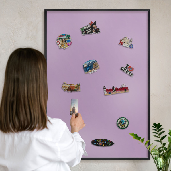 Tableau magnétique encadré de couleur noire Violet clair