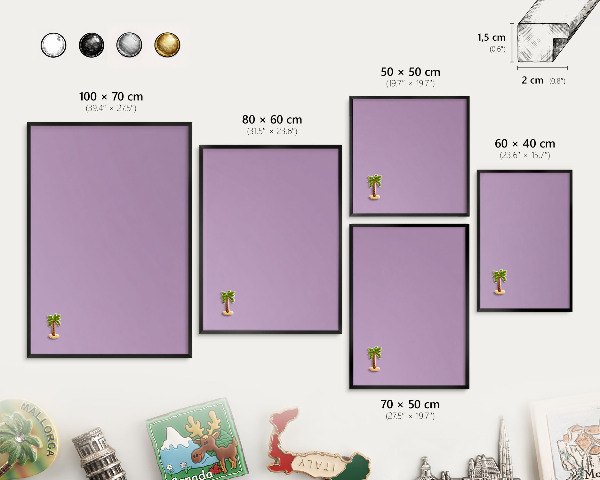 Tableau magnétique encadré de couleur noire Violet clair