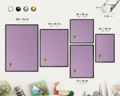 Tableau magnétique encadré de couleur noire Violet clair