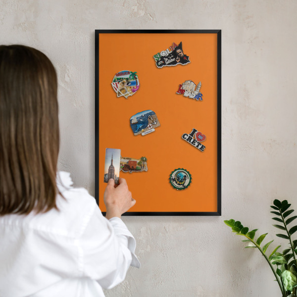 Tableau magnétique encadré de couleur noire Orange fort