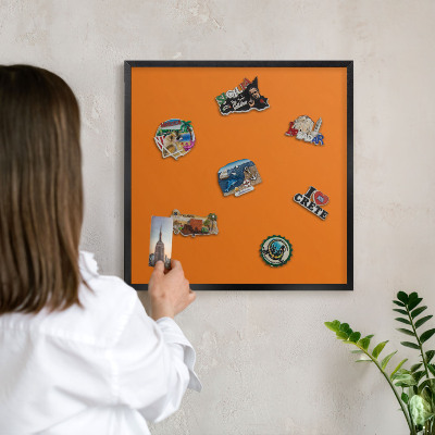 Tableau magnétique encadré de couleur noire Orange fort