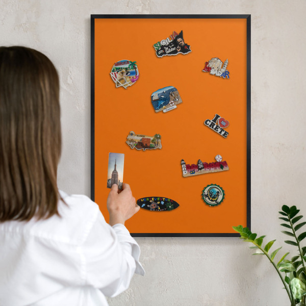Tableau magnétique encadré de couleur noire Orange fort