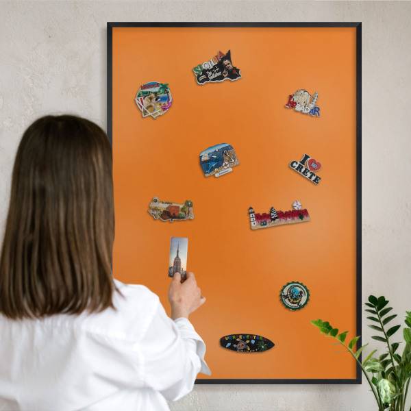 Tableau magnétique encadré de couleur noire Orange fort