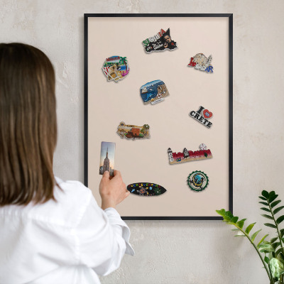Tableau magnétique encadré de couleur noire Beige chaud