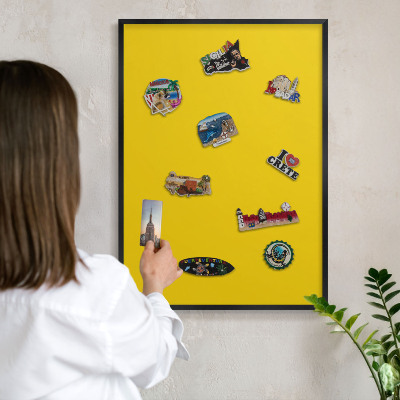 Tableau magnétique encadré de couleur noire Jaune intense