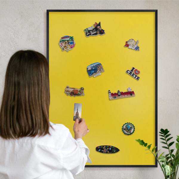Tableau magnétique encadré de couleur noire Jaune intense