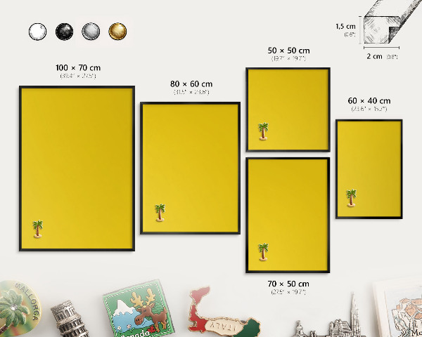 Tableau magnétique encadré de couleur noire Jaune intense