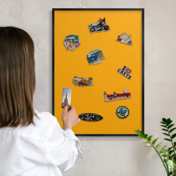 Tableau magnétique encadré de couleur noire Orange vif