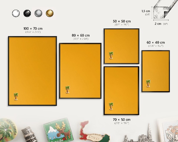 Tableau magnétique encadré de couleur noire Orange vif
