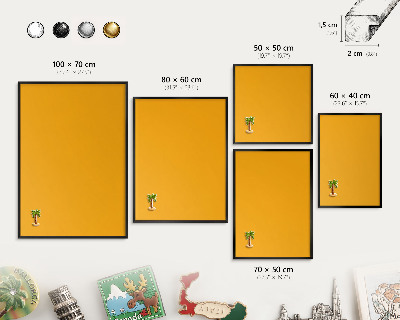 Tableau magnétique encadré de couleur noire Orange vif