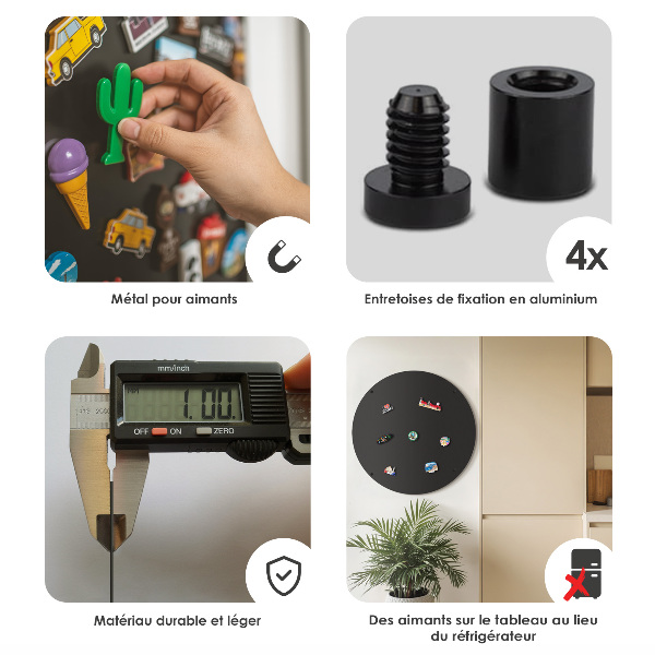Tableau pour aimants de vacances rond noir