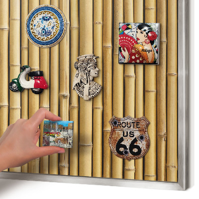 Tableau pour collection d'aimants cadre argenté Motif bambou