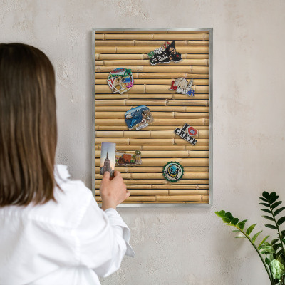 Tableau pour collection d'aimants cadre argenté Motif bambou