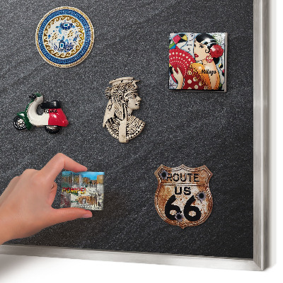 Tableau pour collection d'aimants cadre argenté Texture grise
