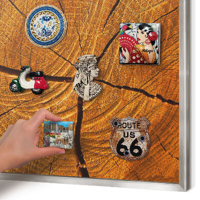 Tableau magnétique décoratif avec cadre argenté Grain de bois