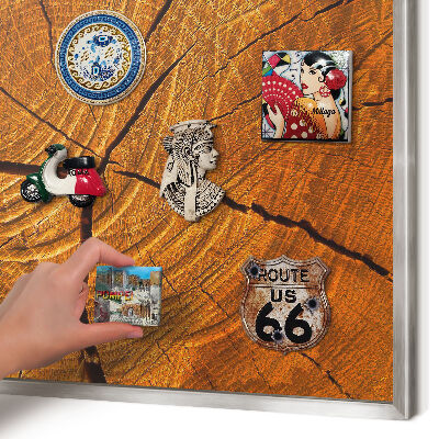 Tableau magnétique décoratif avec cadre argenté Grain de bois
