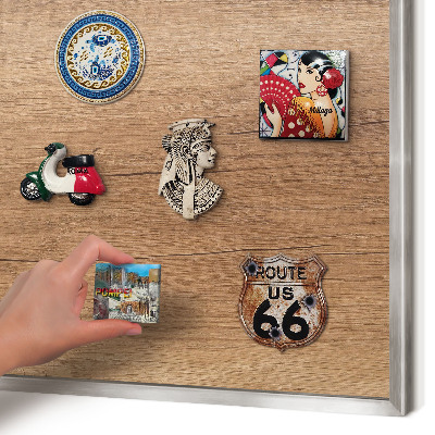 Tableau magnétique décoratif avec cadre argenté Texture du bois