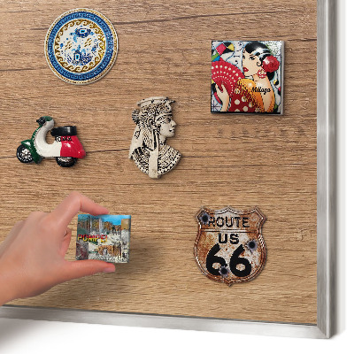 Tableau magnétique décoratif avec cadre argenté Texture du bois
