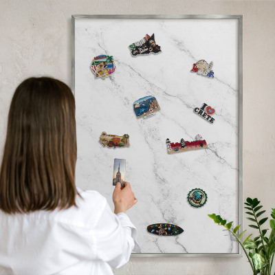 Tableau pour collection d'aimants cadre argenté Motif marbré