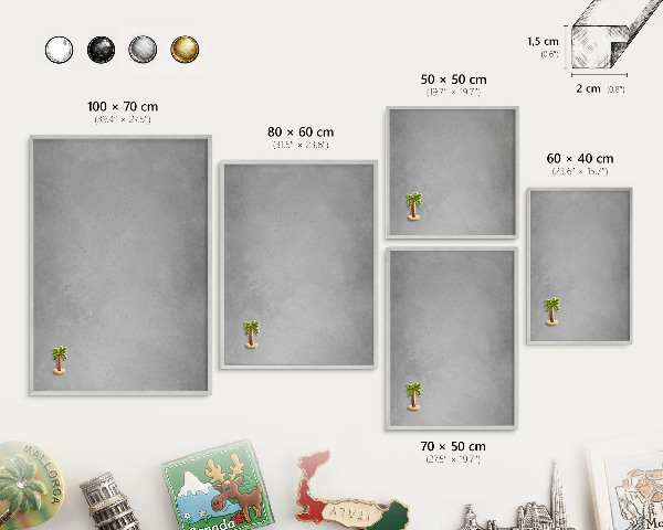 Tableau magnétique décoratif avec cadre argenté Brouillard argenté