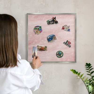 Tableau pour collection d'aimants cadre argenté Texture rose