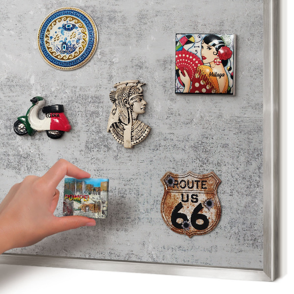 Tableau magnétique décoratif avec cadre argenté Surface grise
