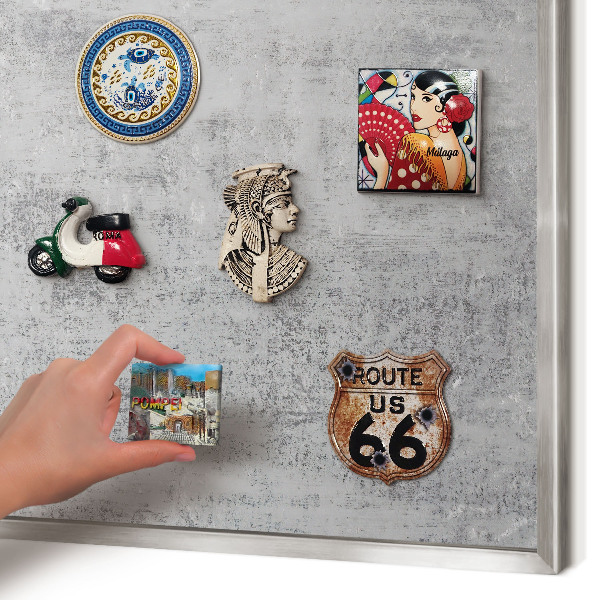 Tableau magnétique décoratif avec cadre argenté Surface grise