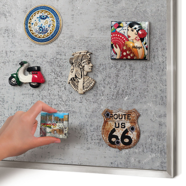 Tableau magnétique décoratif avec cadre argenté Surface grise