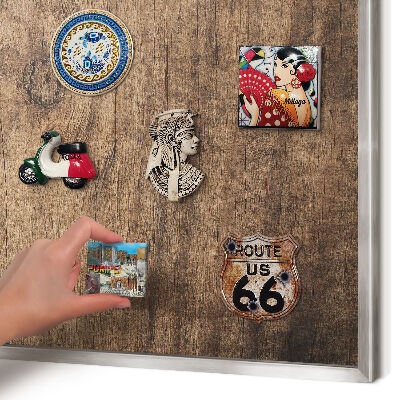 Tableau pour collection d'aimants cadre argenté Texture bois