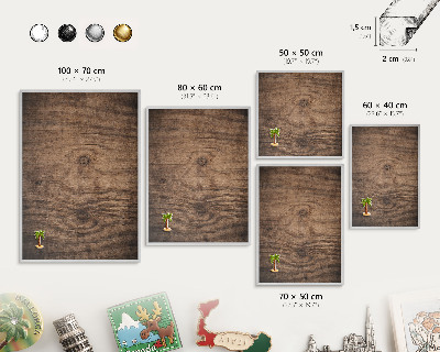 Tableau pour collection d'aimants cadre argenté Texture bois