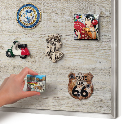 Tableau pour collection d'aimants cadre argenté Texture bois