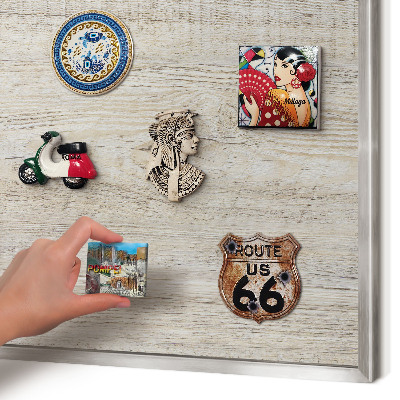Tableau pour collection d'aimants cadre argenté Texture bois