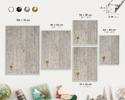Tableau pour collection d'aimants cadre argenté Texture bois