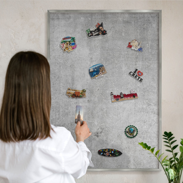 Tableau magnétique décoratif avec cadre argenté Minimalisme concret
