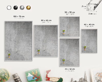 Tableau magnétique décoratif avec cadre argenté Minimalisme concret