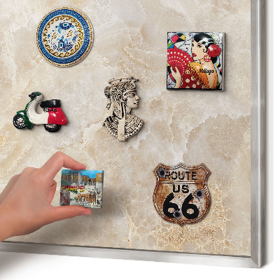 Tableau magnétique décoratif avec cadre argenté Marbre crème