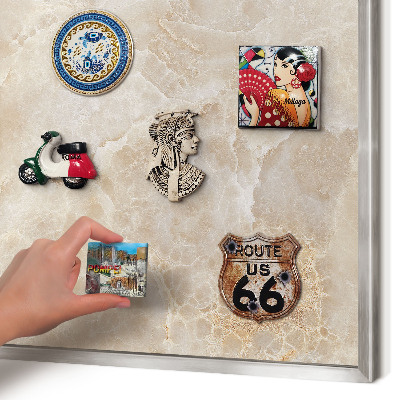 Tableau magnétique décoratif avec cadre argenté Marbre crème