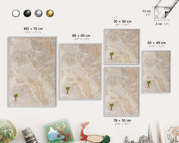 Tableau magnétique décoratif avec cadre argenté Marbre crème