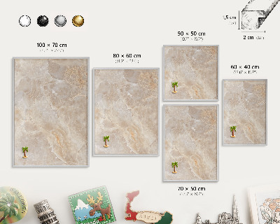 Tableau magnétique décoratif avec cadre argenté Marbre crème