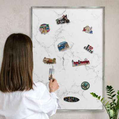 Tableau pour collection d'aimants cadre argenté Motif marbré